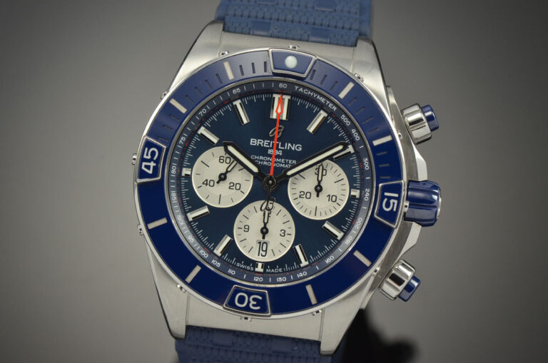 Mens Breitling Super Chronomat B Blue Dial Mm Automatic Watch