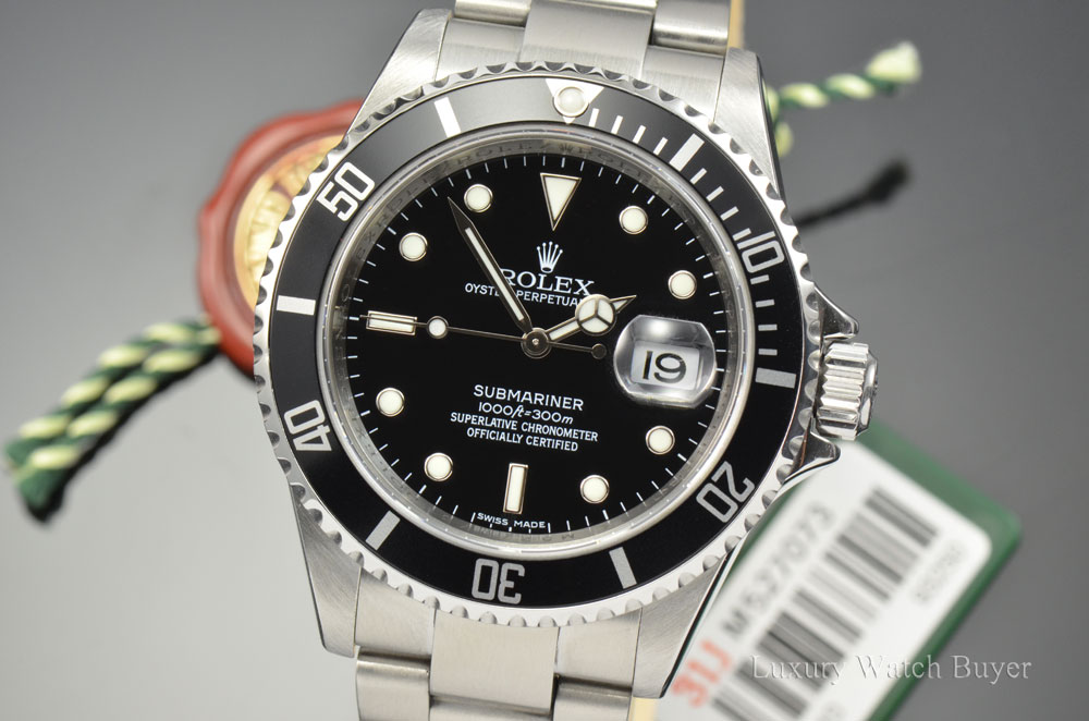 Mens Rolex Submariner Date Stainless Steel Automatic Watch 40MM 16610 M ...