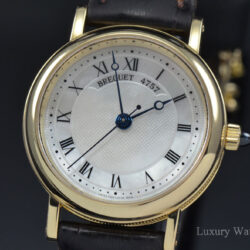 Breguet Classique Mother of Pearl Dial 18kt Yellow Gold Brown Leather Ladies Watch 8067BA52964 Item No. 8067BA/52/964