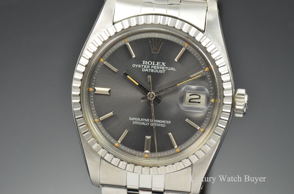 1977 Rare Mens Rolex Datejust Slate Gray Dial Stainless ...