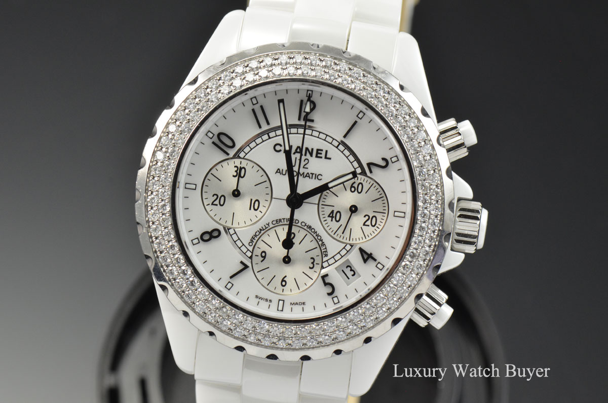 Unisex Chanel J12 White Ceramic Chronograph Automatic 41MM Diamond Watch  H1008 – Luxury Brand Watches – Buy or Sell Your Watches Today