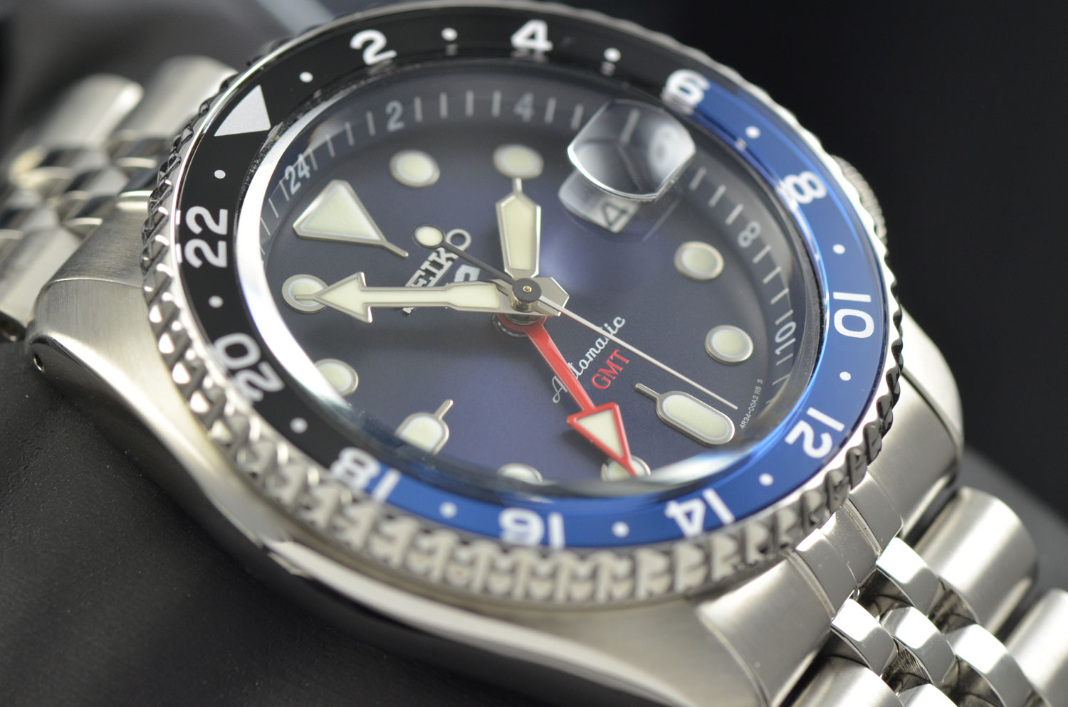 Mens Seiko 5 Sports SKX GMT Blue Dial Stainless Steel Automatic 42.5MM ...