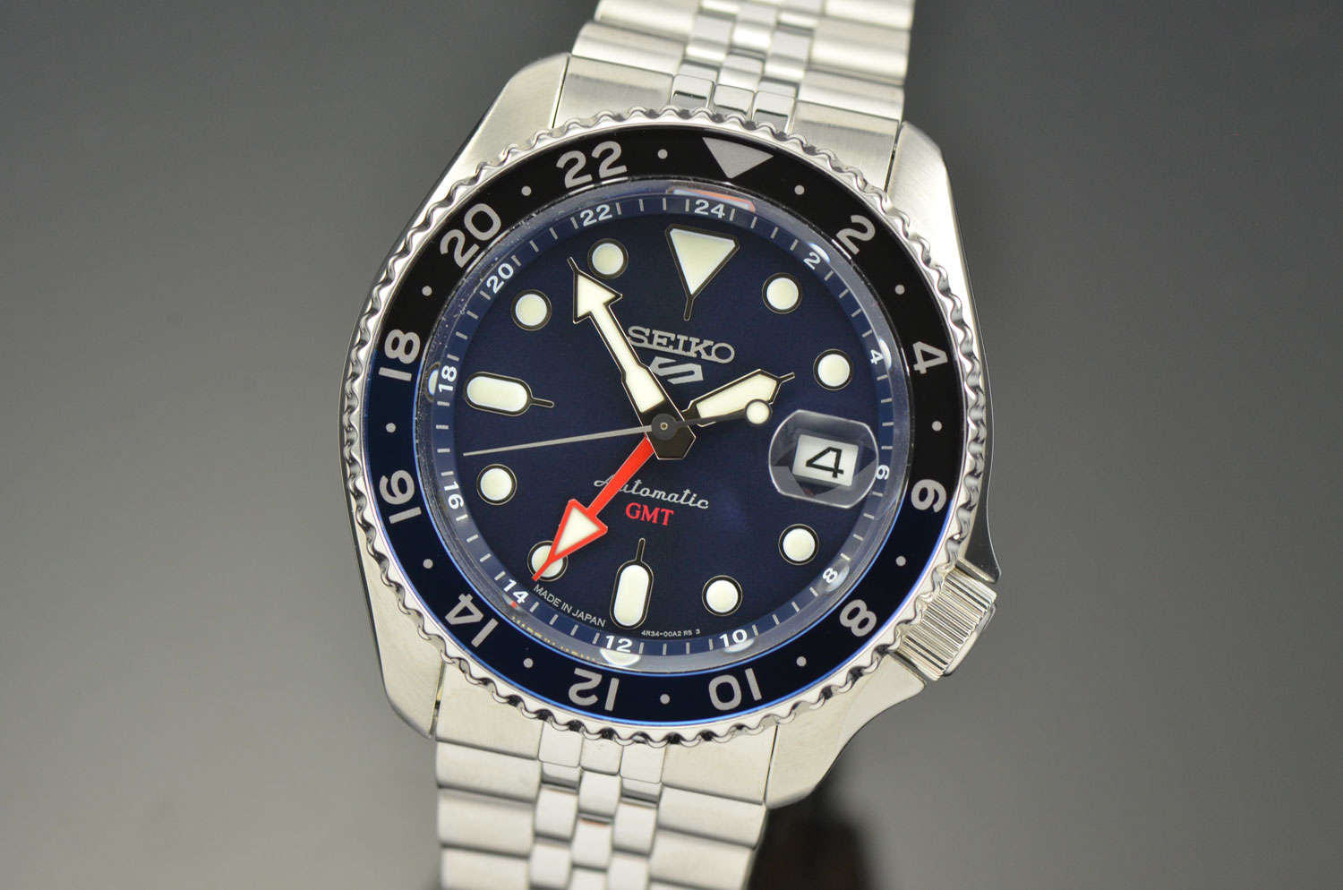 Mens Seiko 5 Sports SKX GMT Blue Dial Stainless Steel Automatic 42.5MM ...