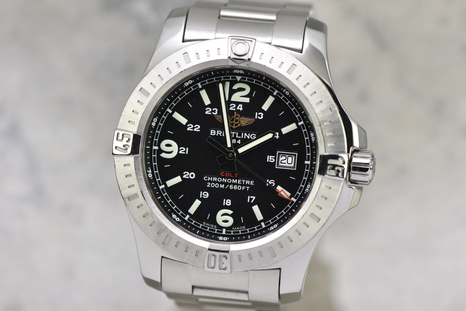 2017 Mens Breitling Colt 44MM Stainless Steel Quartz Black Dial