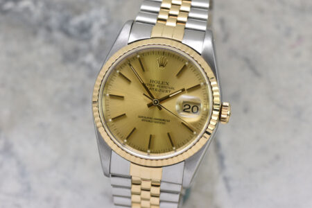 1992 Mens Rolex Datejust 36MM 18K Yellow Gold & Steel Champagne Dial 16233 C Serial #1104CP